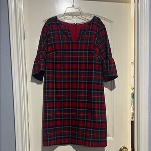 Vineyard Vines Red and Green Plaid Long Sleeve Dress